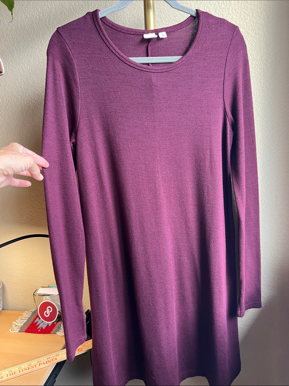 GAP Plum Pie purple Long Sleeve Scoop Neck Dress in Plum Pie